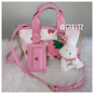 Juicy Couture Cream Strawberry Festival Mini Bag, Wallet, Scottie & Mirror Charm
